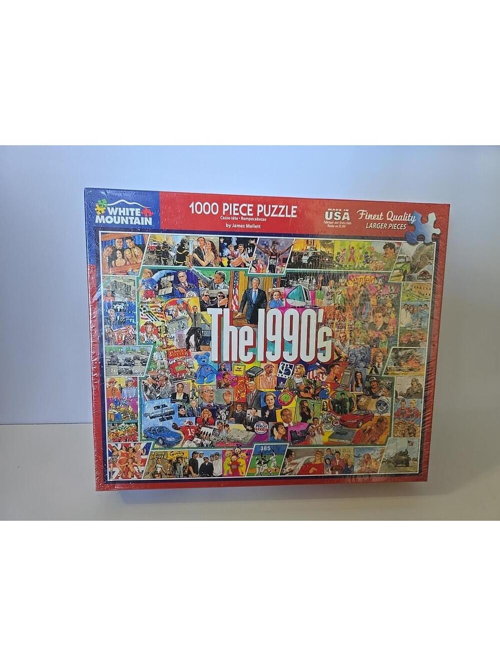 White Mountain 1990s Puzzle 1000 Large Pieces NEW Sealed Free